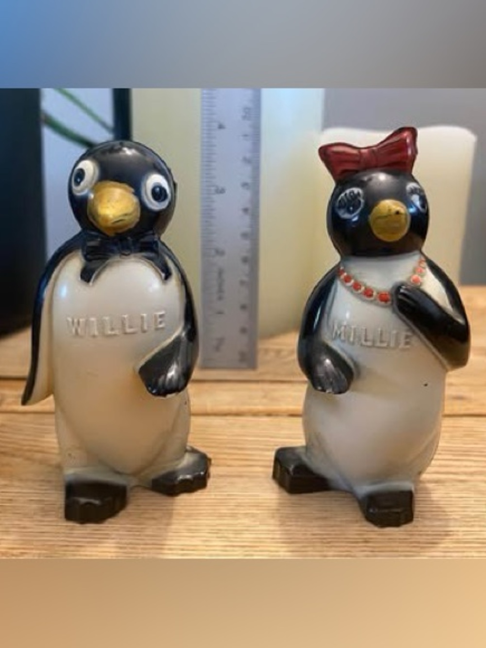 Vintage 1950s KOOL Cigarettes Willie & Millie Penguin Salt & Pepper Shakers F&F